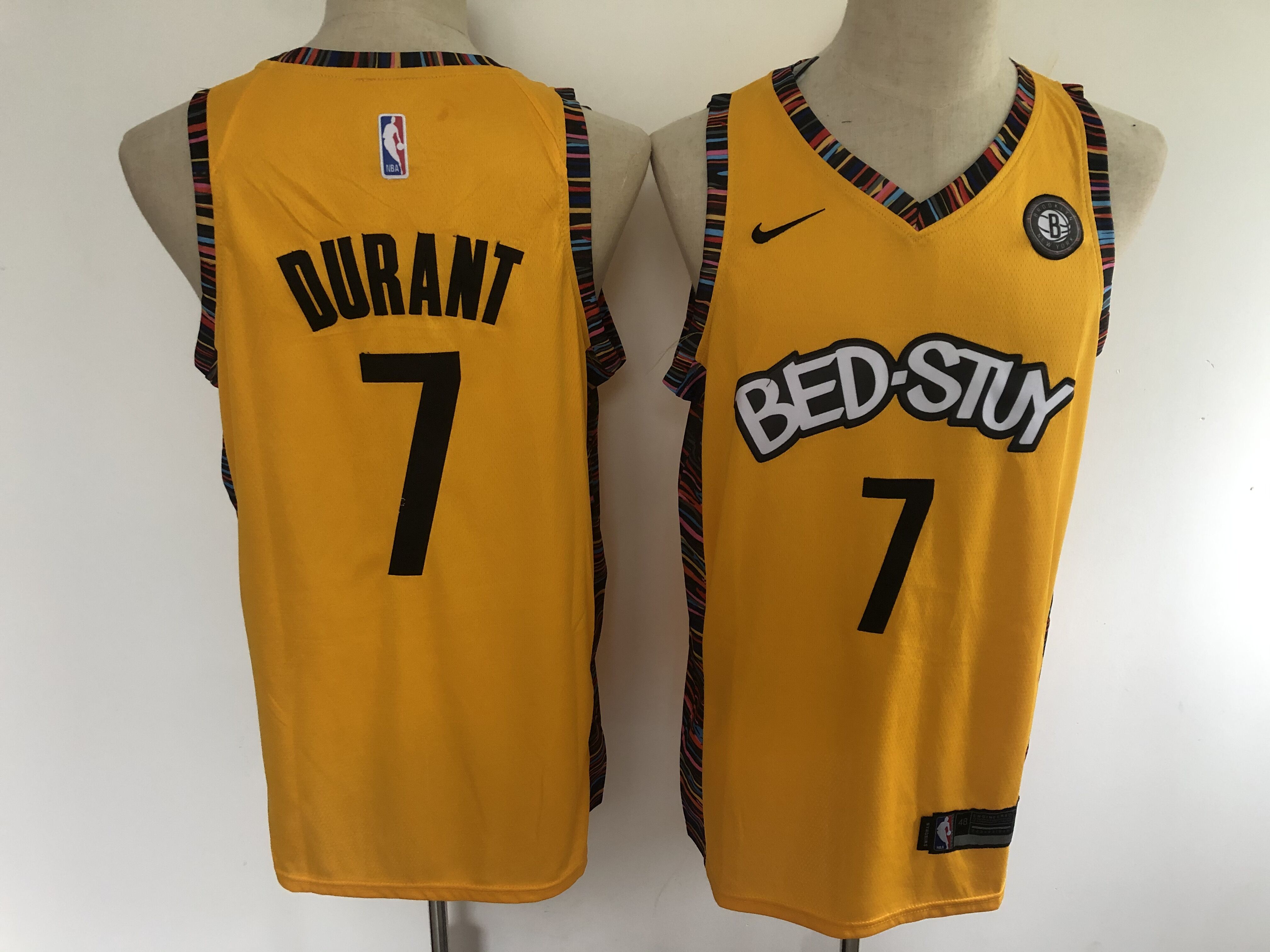 2020 Men Brooklyn Nets #7 Durant yellow Nike Game NBA Jerseys->brooklyn nets->NBA Jersey